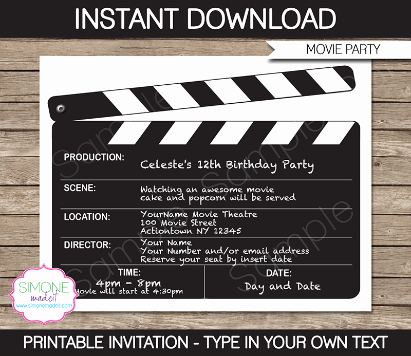 Movie themed Invitation Template Free Luxury Movie Night Party Invitations Template