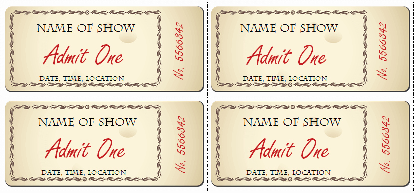 Movie Ticket Template Free Printable New 6 Ticket Templates for Word to Design Your Own Free Tickets