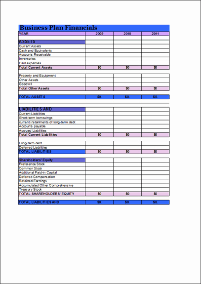 Ms Office Business Plan Template New 2012 New Year Financial Business Plan Template