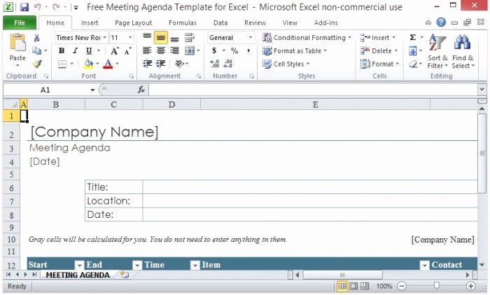 Ms Office Meeting Minutes Template Lovely Free Meeting Agenda Template for Microsoft Excel