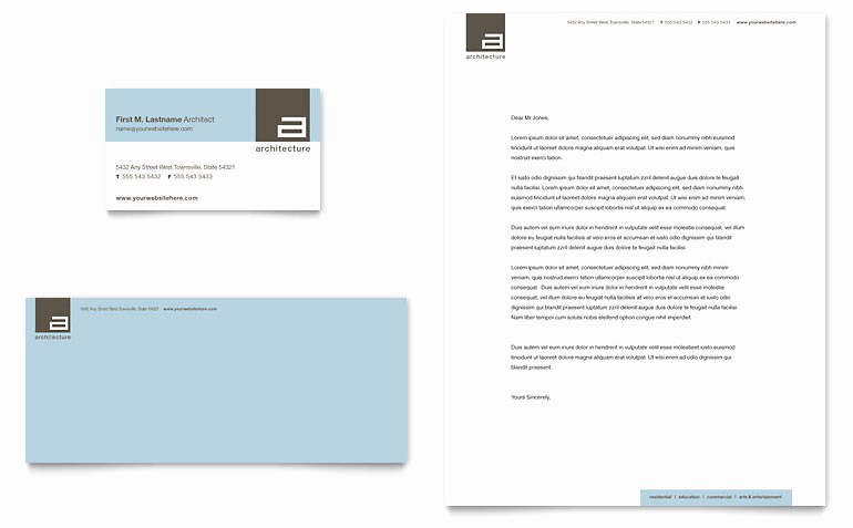Ms Publisher Business Card Templates Elegant Architect Business Card &amp; Letterhead Template Word