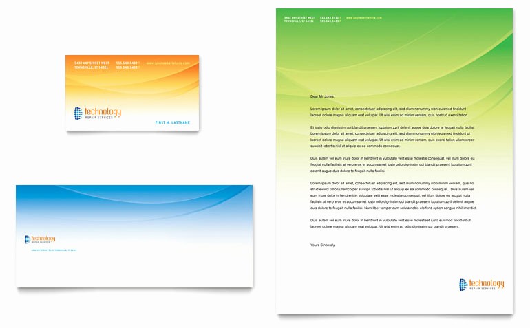 Ms Publisher Business Card Templates Unique Puter &amp; It Services Business Card &amp; Letterhead Template
