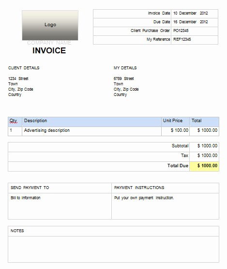 Ms Word Invoice Template Download Fresh Simple Invoice Template for Microsoft Word