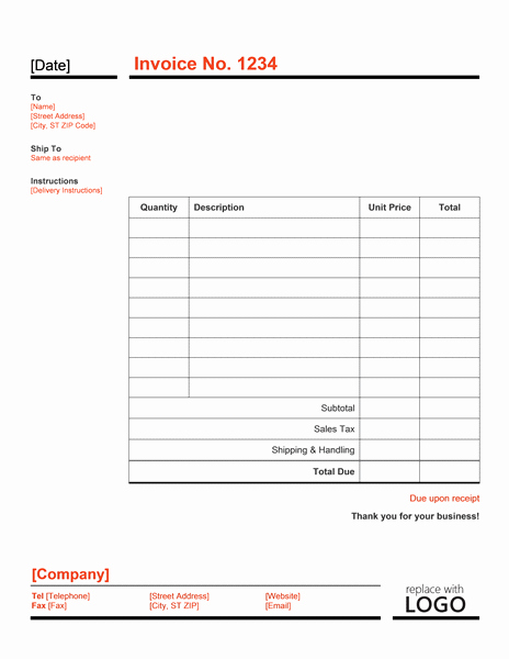 Ms Word Invoice Templates Free Beautiful Microsoft Word Invoice Template
