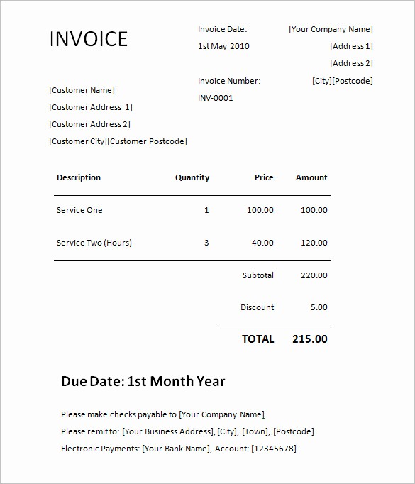 Ms Word Invoice Templates Free Lovely 60 Microsoft Invoice Templates Pdf Doc Excel