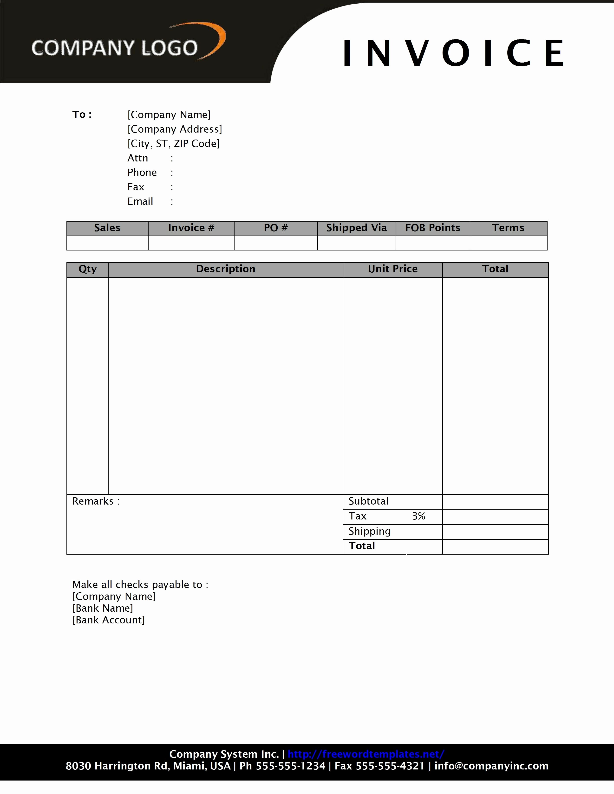 Ms Word Invoice Templates Free New Calendar Template for Word 2010