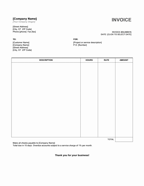 Ms Word Invoice Templates Free New Free Service Invoice Template Microsoft Word