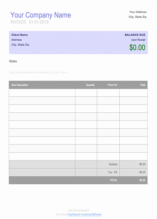 Ms Word Invoice Templates Free Unique Free Blank Invoice Template for Microsoft Word