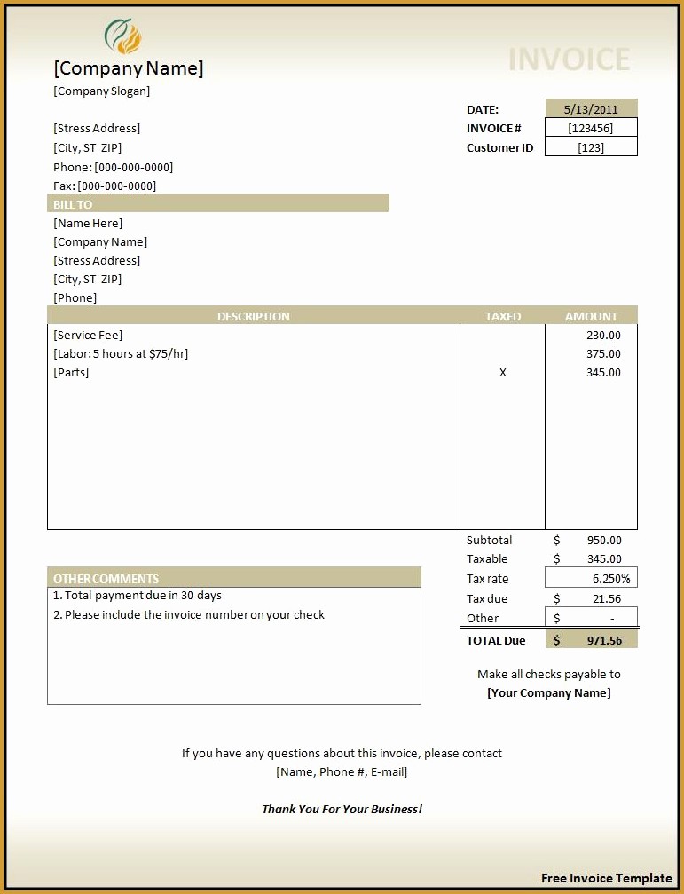 Ms Word Invoice Templates Free Unique Invoice Template Free Word