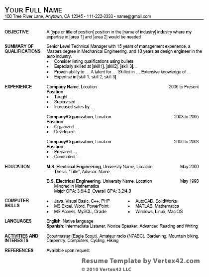 Ms Word Resume Templates Free Lovely Free Resume Template for Microsoft Word