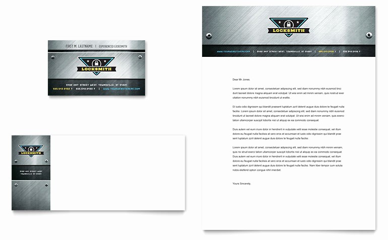 Ms Word Templates Business Cards Lovely Locksmith Business Card &amp; Letterhead Template Word