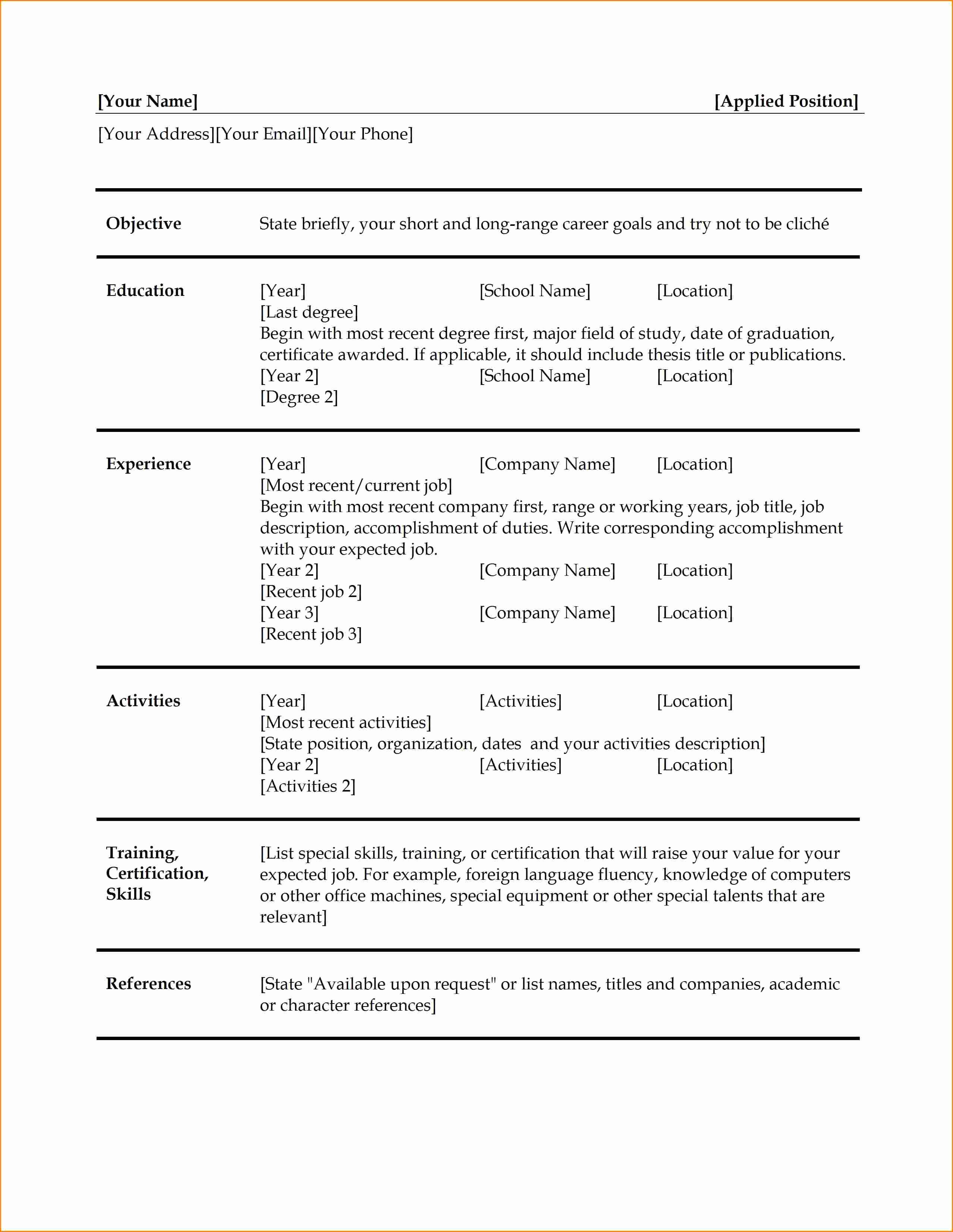 Ms Word Templates for Resume Best Of Microsoft Fice Resume Templates