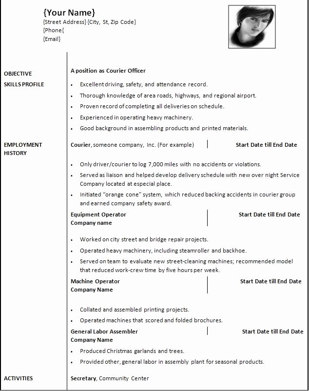 Ms Word Templates for Resumes Unique Microsoft Fice Word 2010 Cv Template
