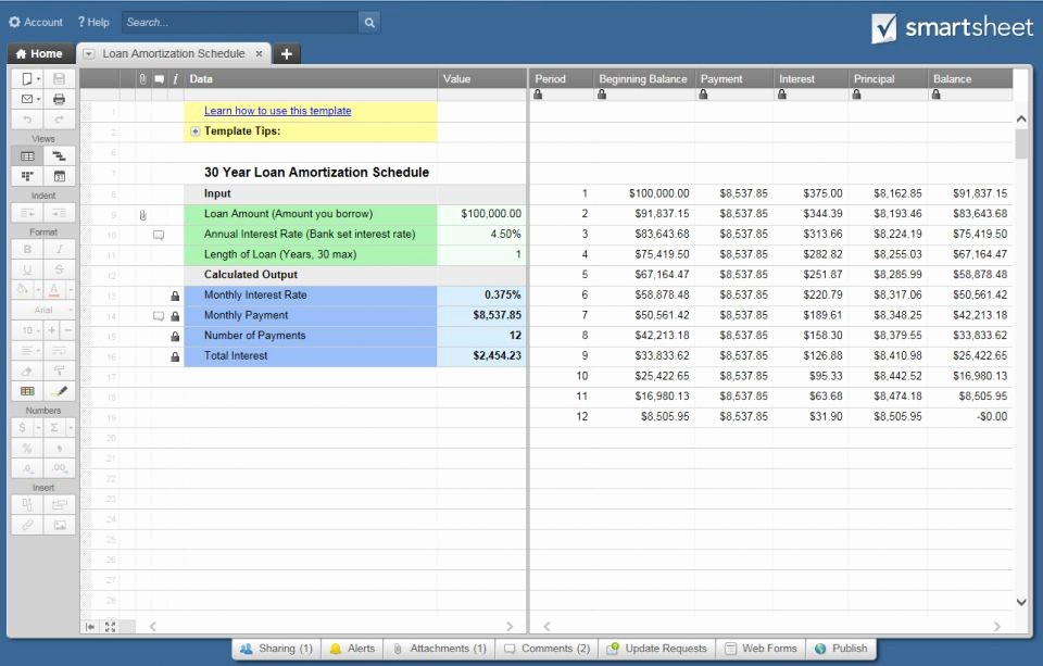 Multiple Loan Repayment Calculator Excel Beautiful Free Excel Amortization Schedule Templates Smartsheet