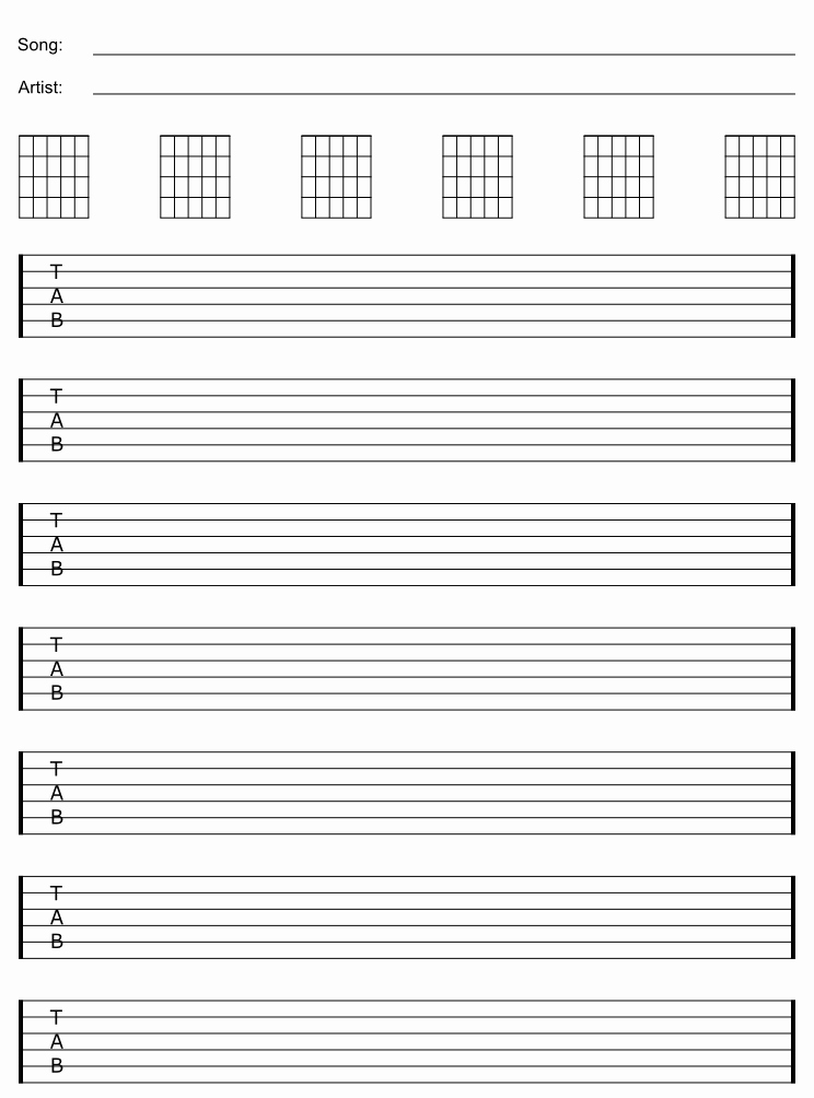 Music Staff Paper with Notes Awesome Free Blank Guitar Sheet Staff &amp; Tab Paper