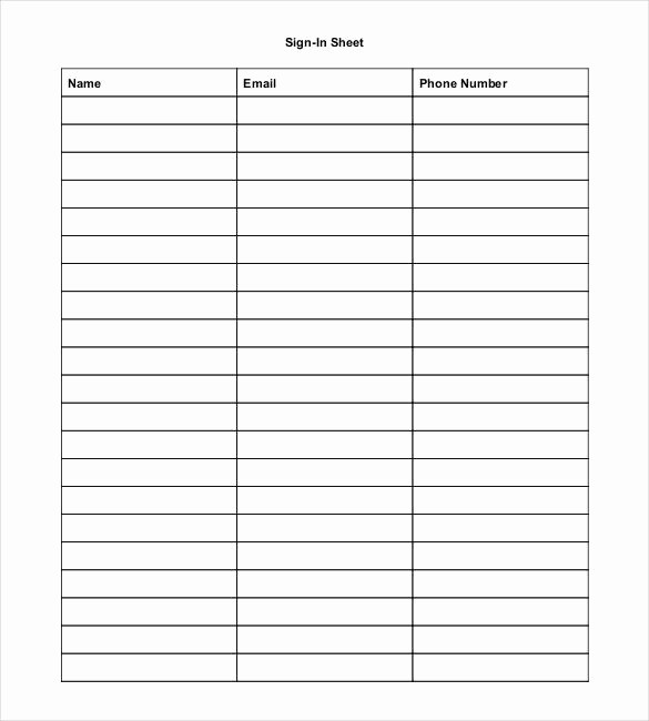 Name Email Phone Number Template Elegant 75 Sign In Sheet Templates Doc Pdf