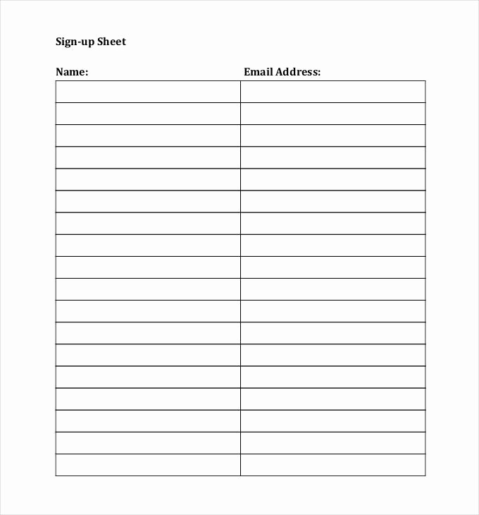 Name Email Sign Up Sheet Awesome Sign Up Sheets 58 Free Word Excel Pdf Documents
