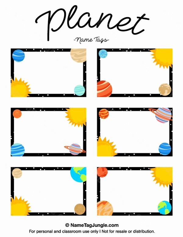 Name Tag with Photo Template Lovely Free Printable Planet Name Tags the Template Can Also Be