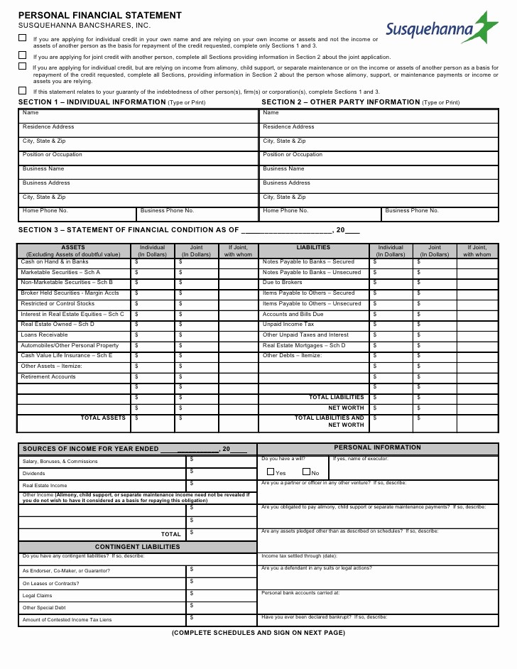 Net Worth Statement format Individual Awesome Personal Financial Statement