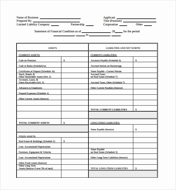 Net Worth Statement format Individual Lovely 15 Personal Financial Statement form – Free Samples