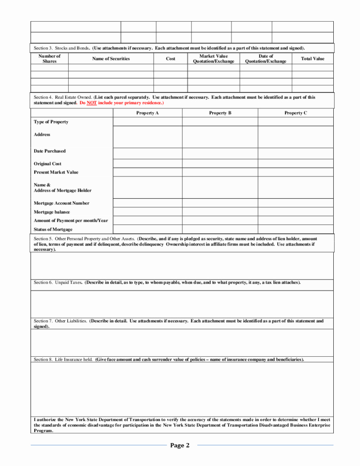 Net Worth Statement format Individual Lovely Personal Net Worth Statement form New York Free Download