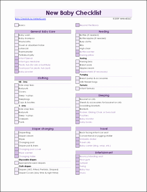 New Born Baby Check List Awesome New Baby Checklist Printable Newborn Checklist and Baby