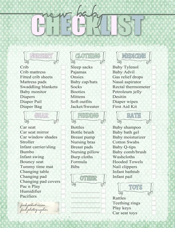New Born Baby Check List Unique Free Printable New Baby Checklist New Baby