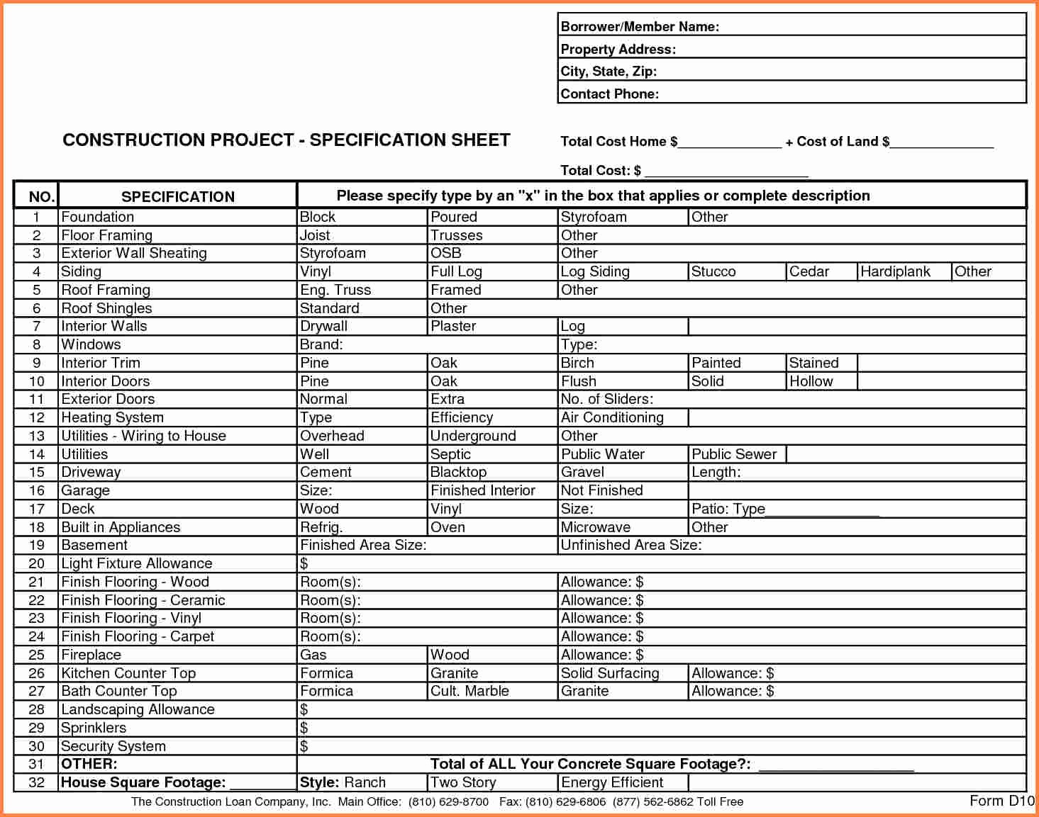 New Home Construction Budget Worksheet Lovely 3 Home Construction Bud Spreadsheet