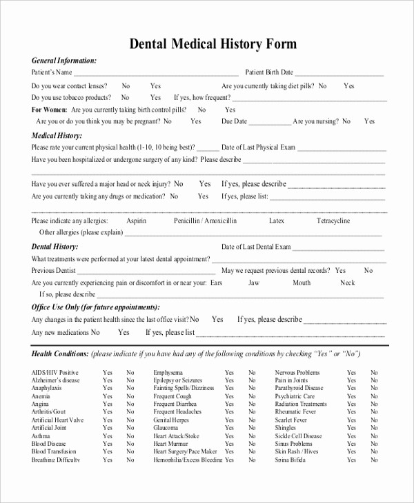 New Patient Health History form Best Of Sample Medical History form 11 Free Documents In Doc Pdf