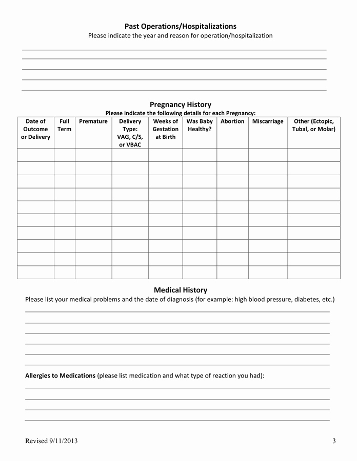 New Patient Health History form Elegant New Patient Medical History form In Word and Pdf formats