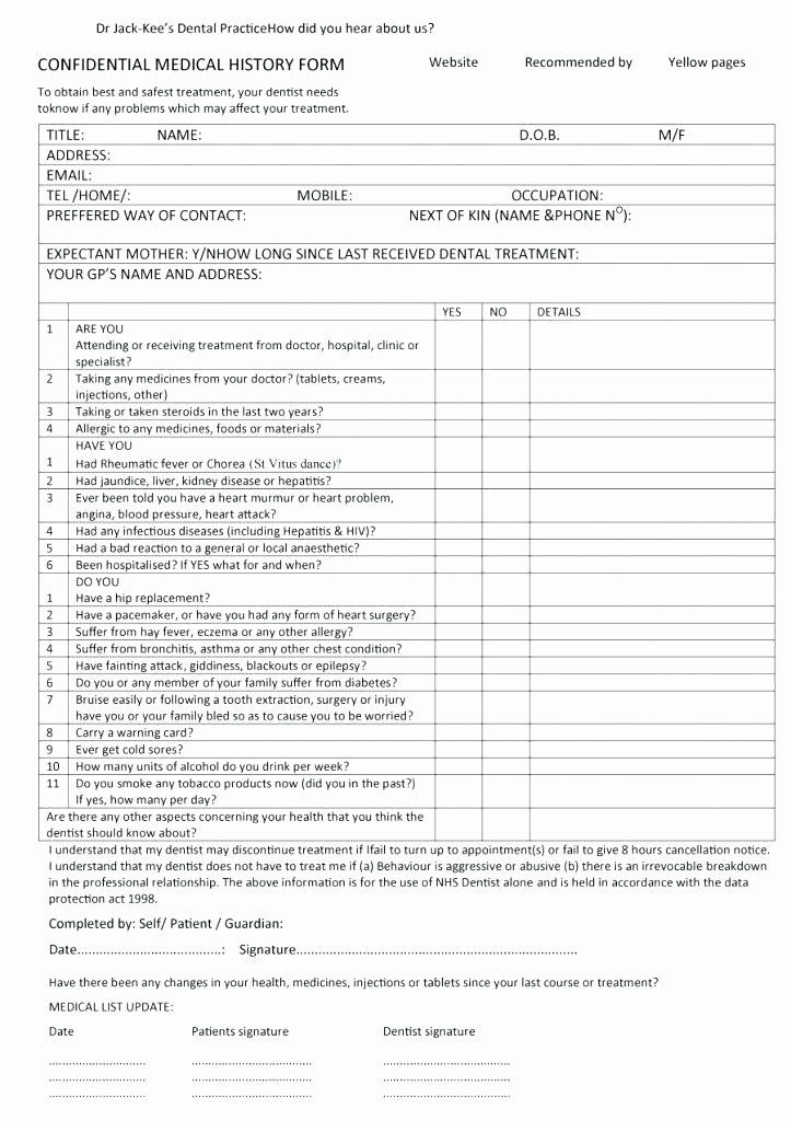 New Patient Health History form Lovely Chartered Accountant Singapore Register Free Printable