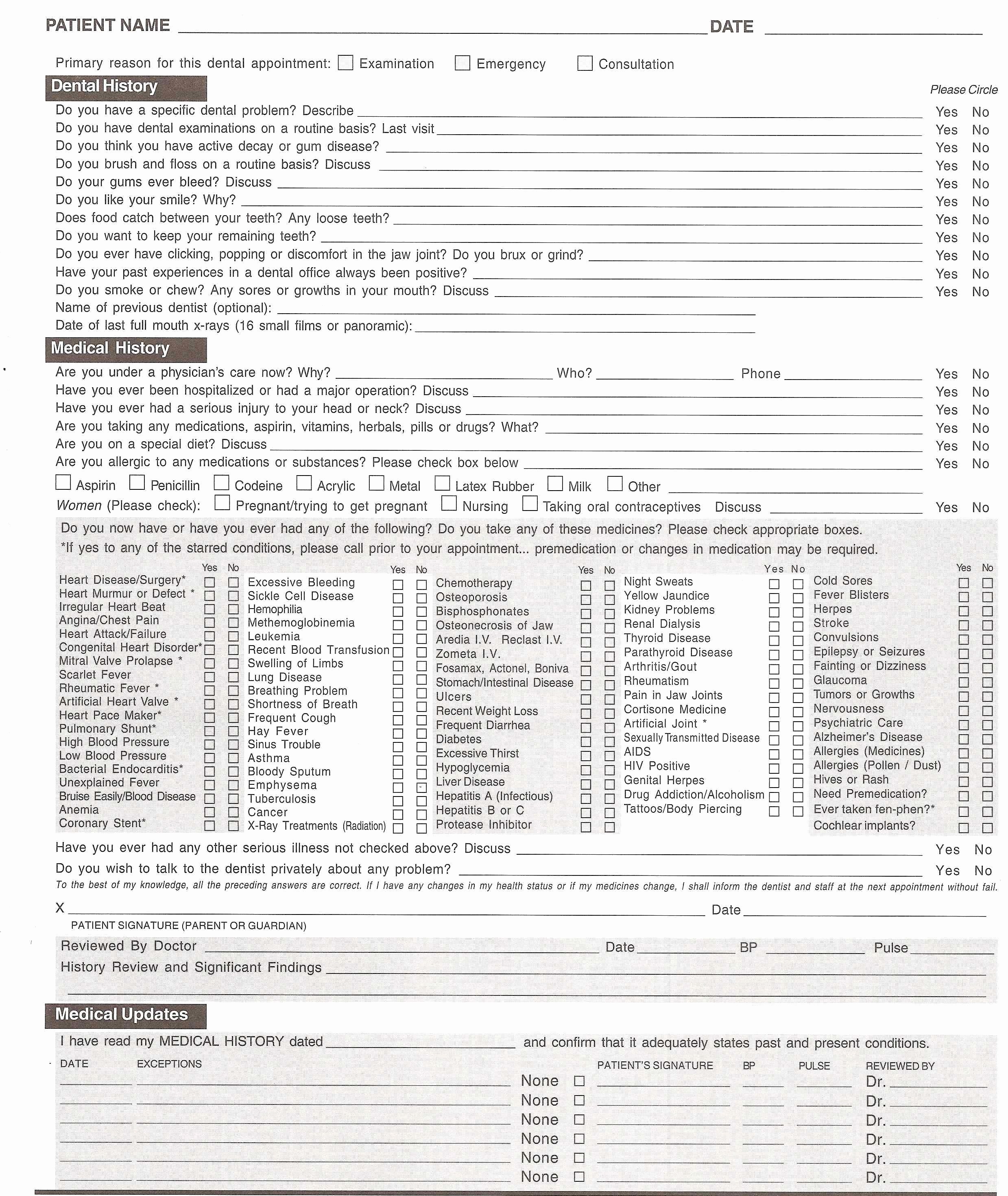 New Patient Health History form Luxury Health History form Template Professional Report