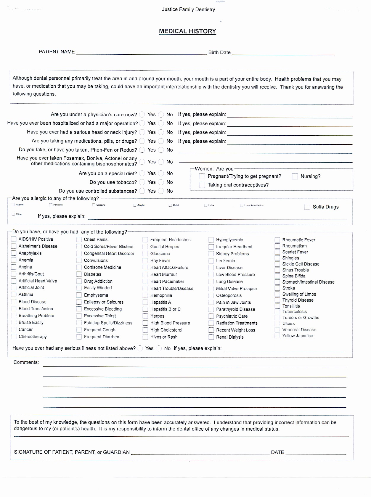 New Patient Health History form New 7 Best Of Plete Medical History form Printable