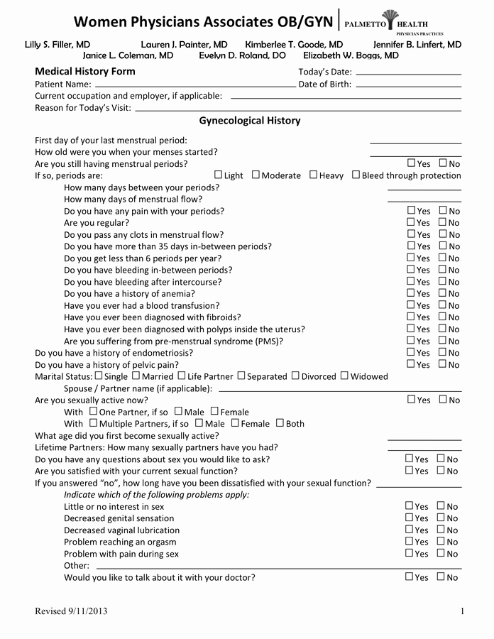 New Patient Health History form Unique New Patient Medical History form In Word and Pdf formats