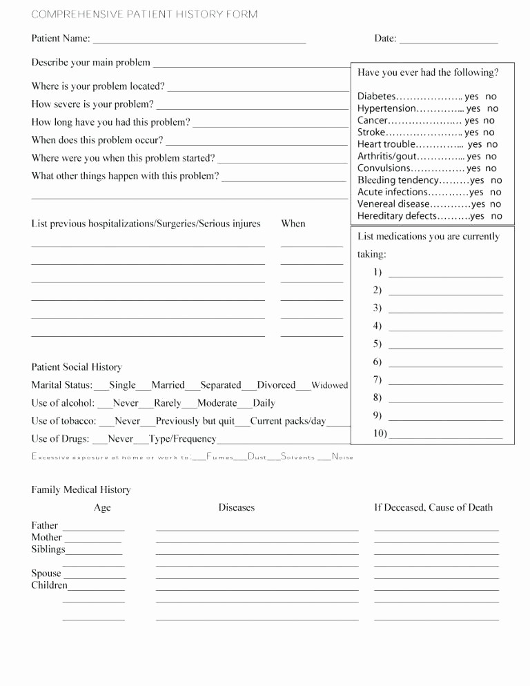 medical patient information form template