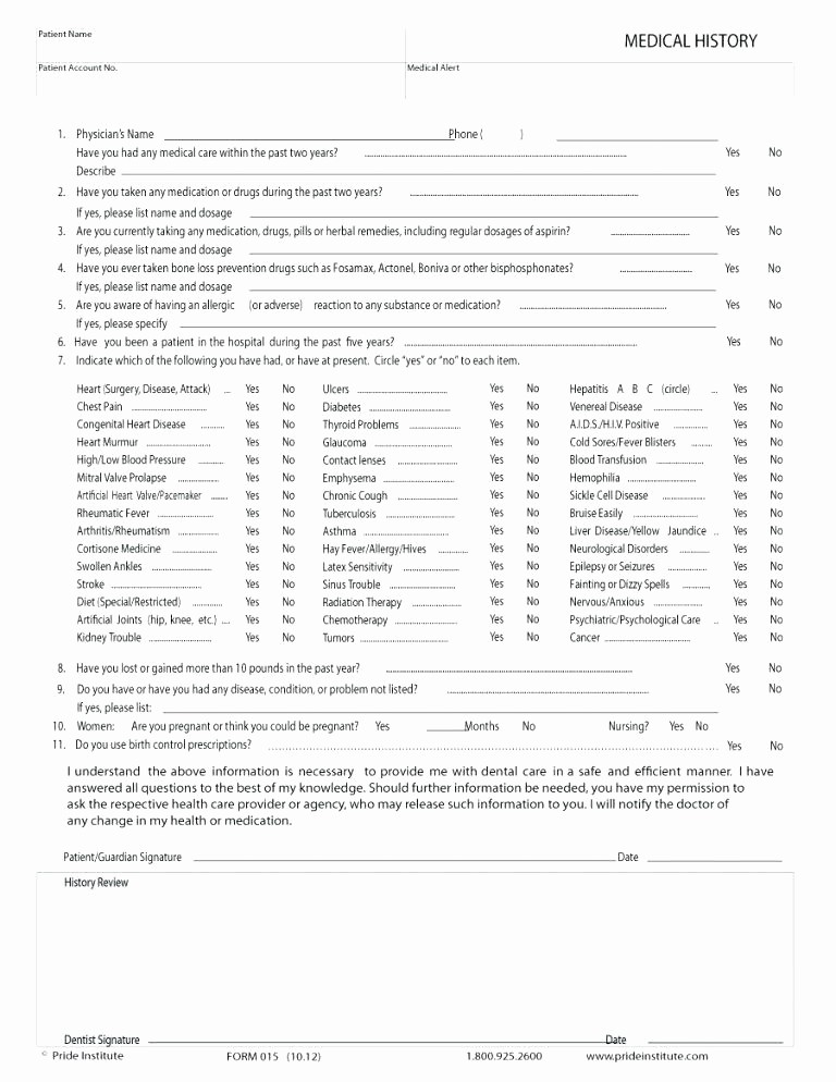 New Patient Medical History forms Best Of General Medical History forms Free Word New Patient form