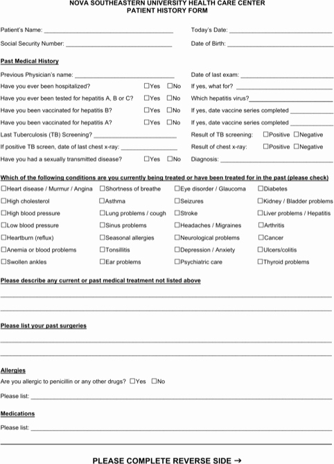 New Patient Medical History forms Fresh Medical History form Templates&amp;forms