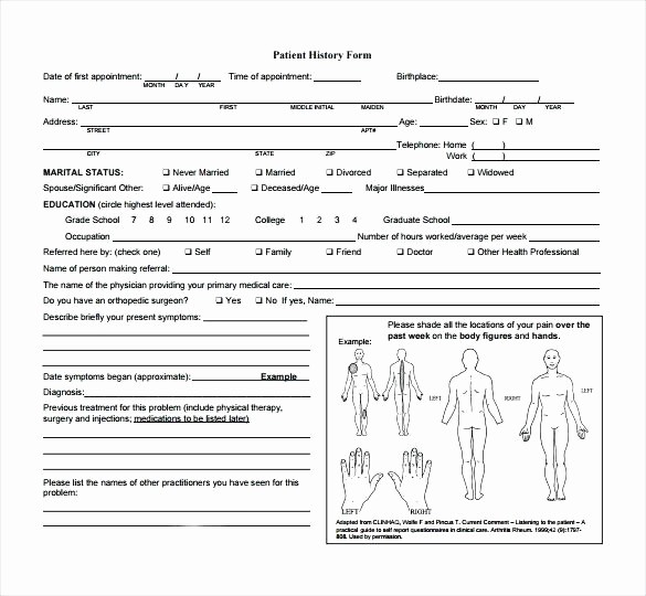 New Patient Medical History forms Inspirational Health History form Template Personal Medical Dental