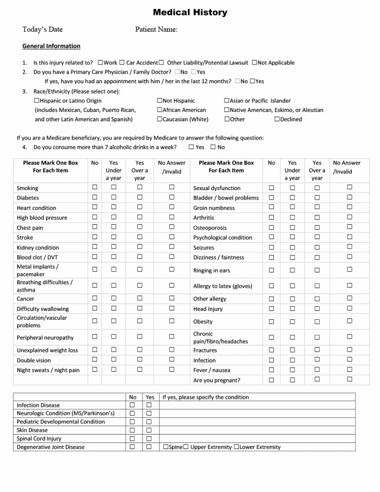 New Patient Medical History forms Inspirational New Patient Medical History form Template 67 Medical