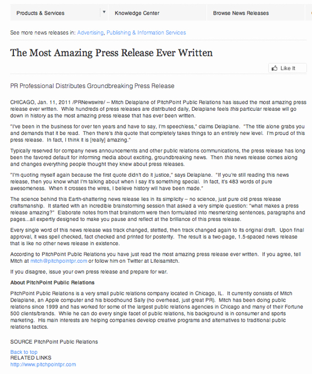 New Product Press Release Sample Lovely the Most Amazing Press Release Ever Written