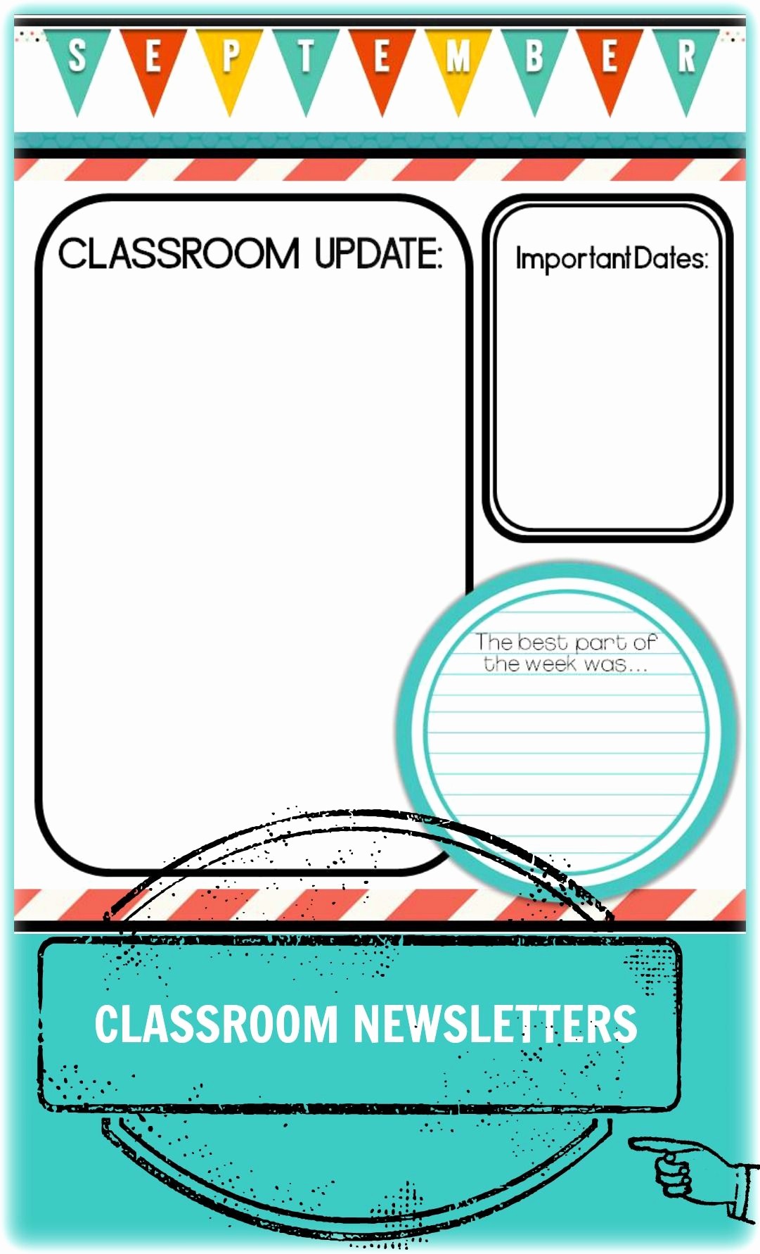 News Letter Templates for Teachers Lovely Newsletters for the Classroom Colors and Stripes