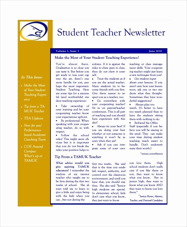 News Letter Templates for Teachers New 7 Teacher Newsletter Templates