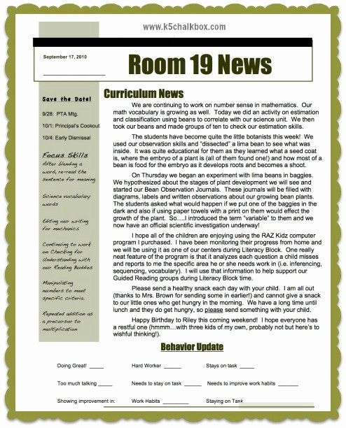 Newsletter for Parents From Teachers Beautiful Classroom Newsletters that Parents Love