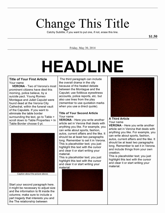 Newspaper Article Template Microsoft Word Beautiful Newspaper Article Template In Word and Pdf formats
