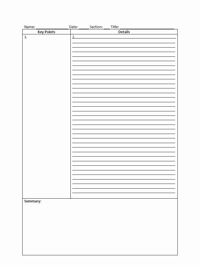 Newspaper Template for Word 2013 Beautiful Cornell Notes Template