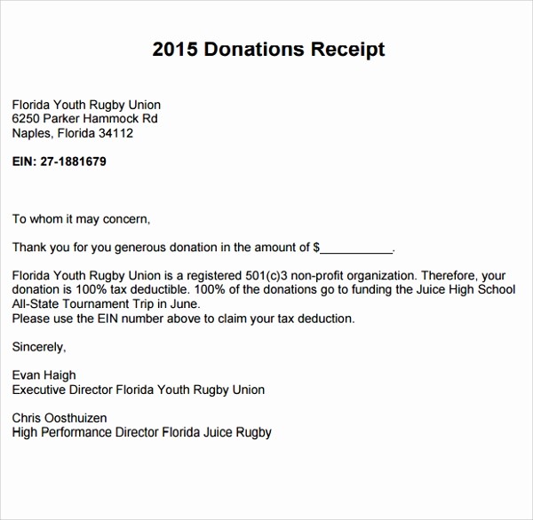 Non Profit Donation Receipt form Unique 10 Fundraiser Receipt Templates