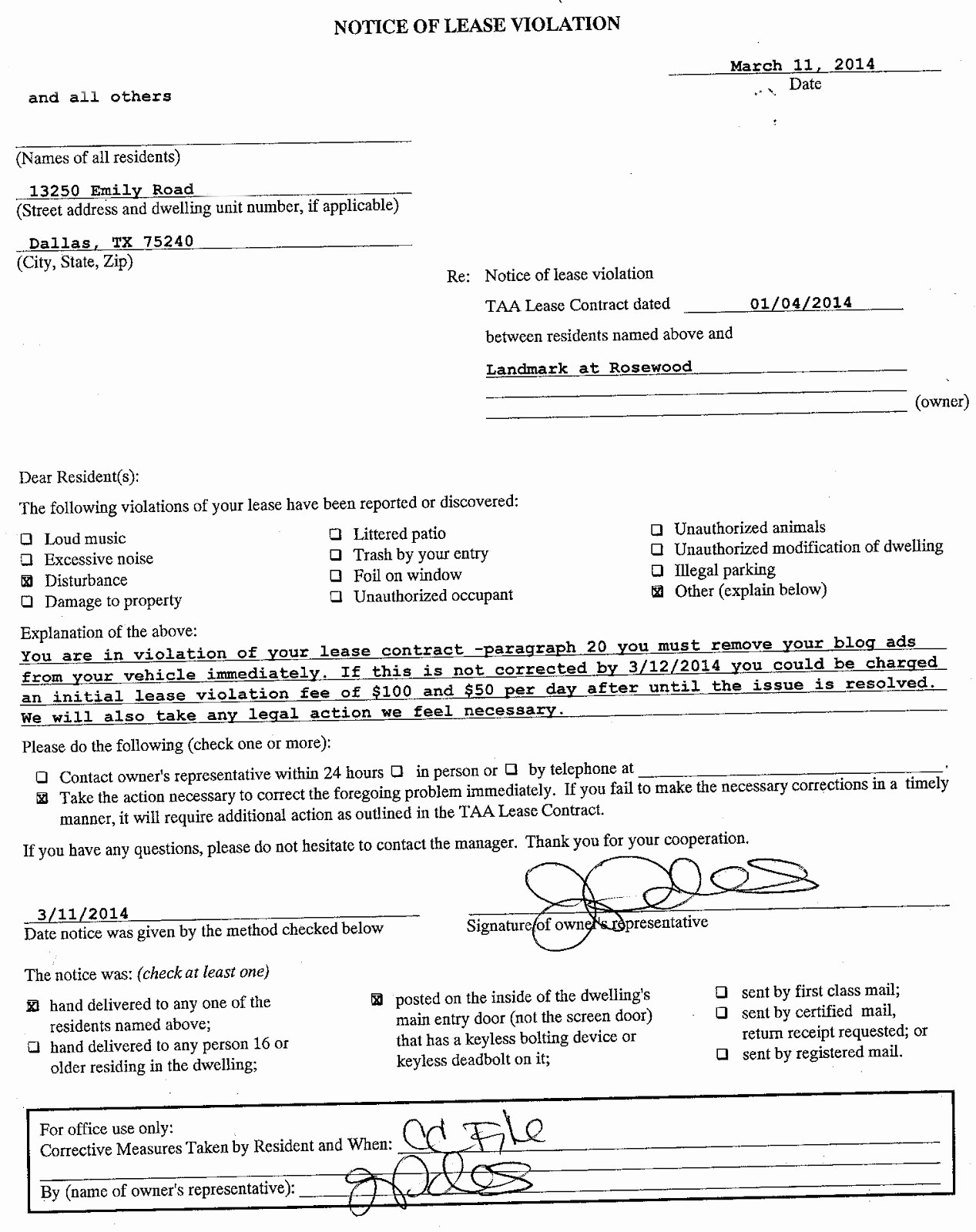 Notice Of Lease Violation Template Best Of Taa Apartment Lease Contract Apartment Decorating Ideas