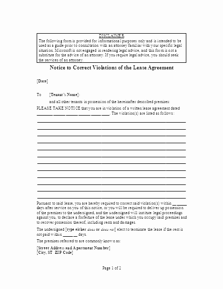 Notice Of Lease Violation Template Inspirational Download Lease Letter Templates and Open with Microsoft