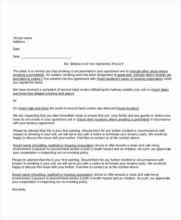 Notice Of Lease Violation Template Inspirational Warning Letter to Tenant