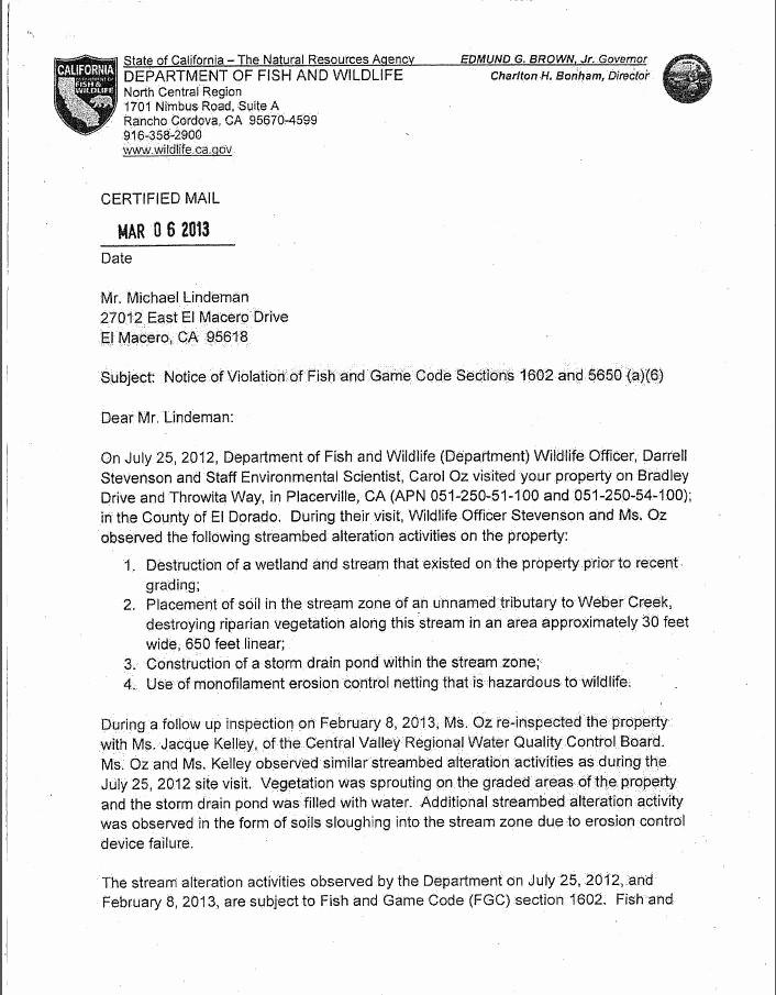 Notice Of Violation Letter Sample Lovely El Dorado County Corruption – Save Our County
